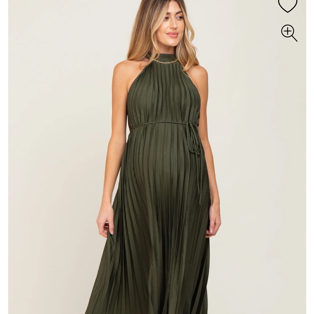 Pinkblush Olive Green Halter Maxi Dress